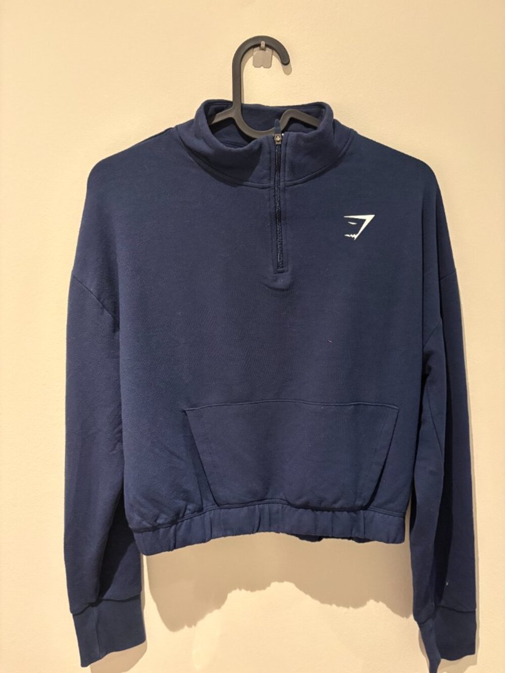 Gymshark Legacy Washed Navy Cropped Quarter-Zip Sweatshirt